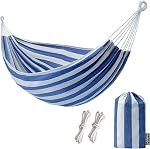 Canvas Hammock 500 lbs Single Camping Hammock Upgraded Thickened Durable Canvas Fabric Super Light and Easy to Carry for Outdoor Indoor Camping Beach and Tree Hanging (Rainbow Colours)