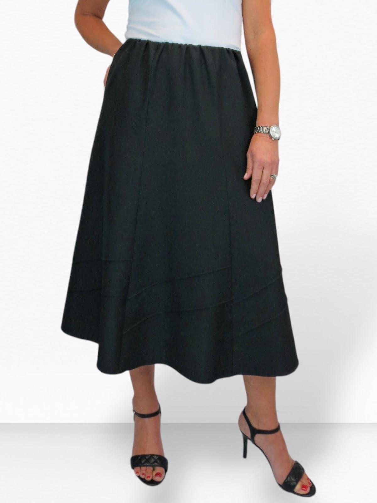 Paulo Due Elegante Falda Midi Maxi Acampanada Y Totalmente Forrada para Mujer Cintura Elástica 38-52