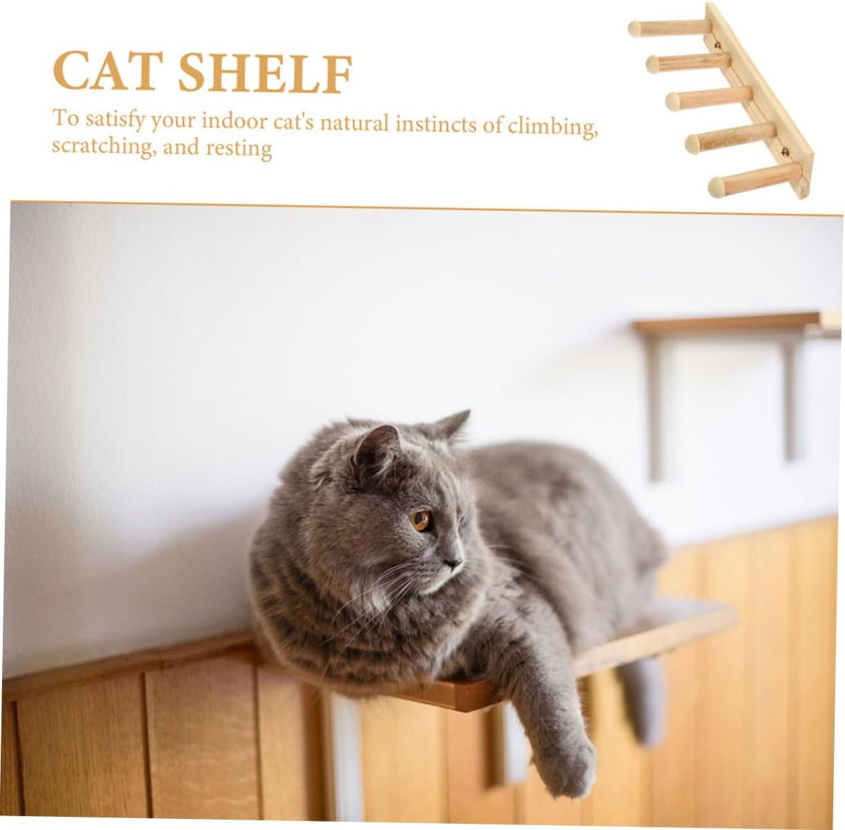 Kisangel 2pcs Cat Wall Shelf Step Wooden Climbing Ladder for Indoor Cats Space-Saving Accessory for Climbing Scratching and Resting Modern Homes