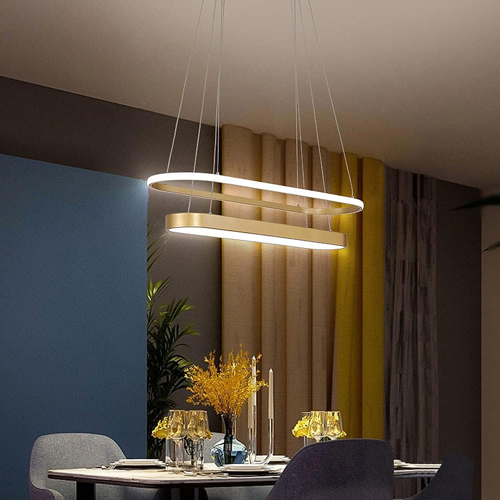 70% Off Everything TOVINX 29.5 Modern LED Ceiling Flush Mount Hanging Lamp Circular 45W Remote Dimming Light Fixture 47.2 Adjustable Hanging Wire Pendant Lighting for Dining Room Kitchen Island Office(Gold)
