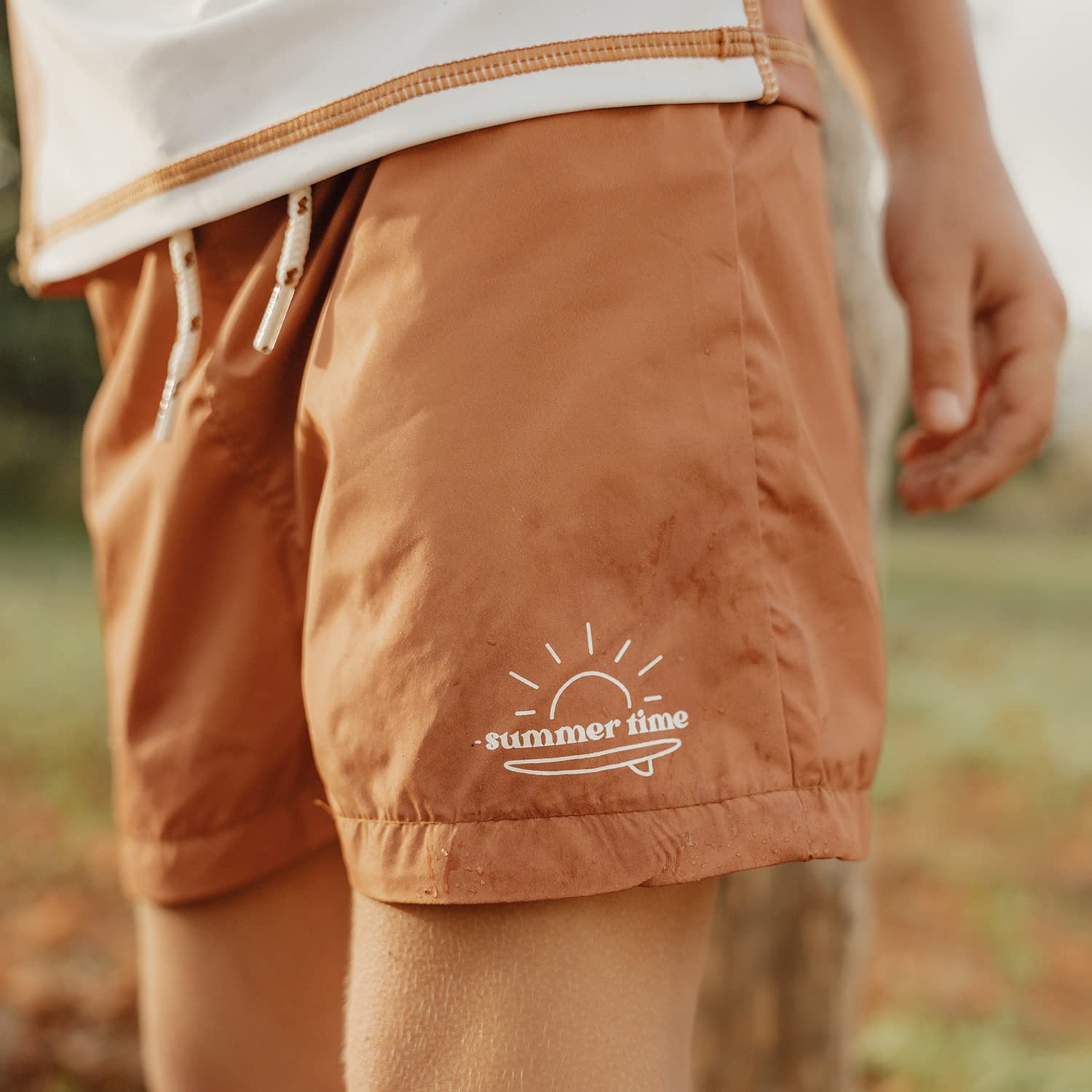 Little Dutch CL33423502 Badeshorts - Vintage Sunny Stripes orange (Gr. 74/80)