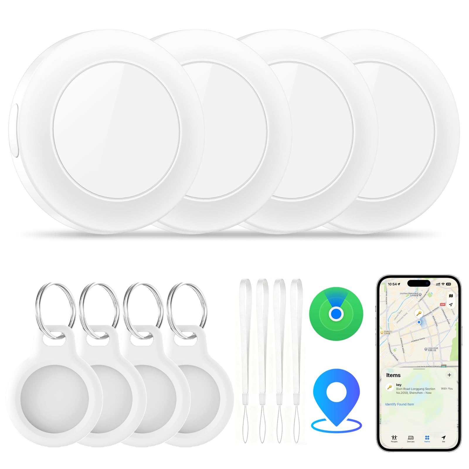 Air Tag Schlüsselfinder 4er Pack, Air Tracker Tag kompatibel mit Apple Wo ist APP (nur iOS), Schlüsselfinder für Schlüssel, Gepäck, Koffer, Brieftasche, IP67 wasserdicht