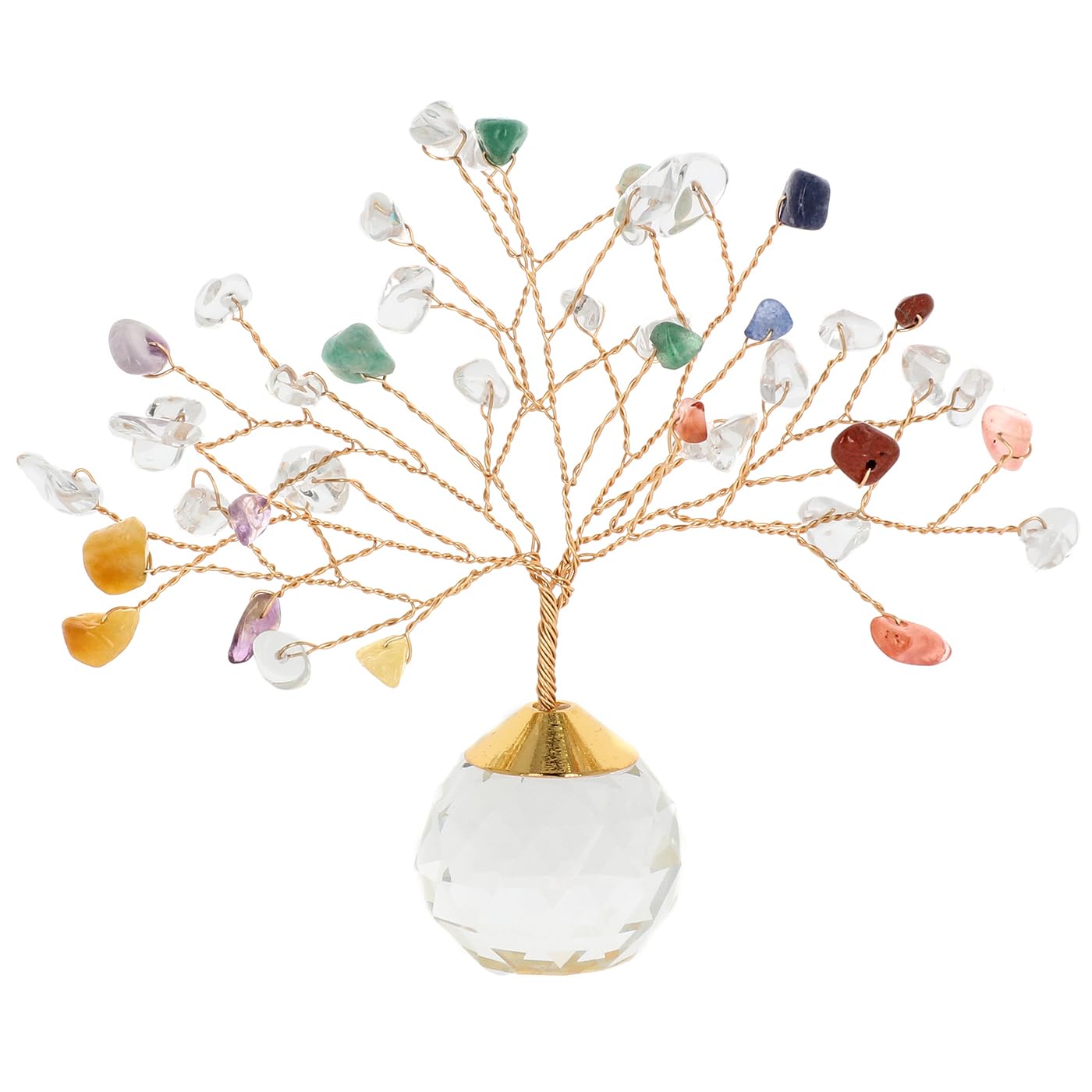 Shudehill Giftware Multicolor Chakra Crystal Gem Tree – Multi-Gemstone Energy Tree On Faceted Base – Healing Decor For Mindfulness & Balance (Crystal Gem Tree Chakra)