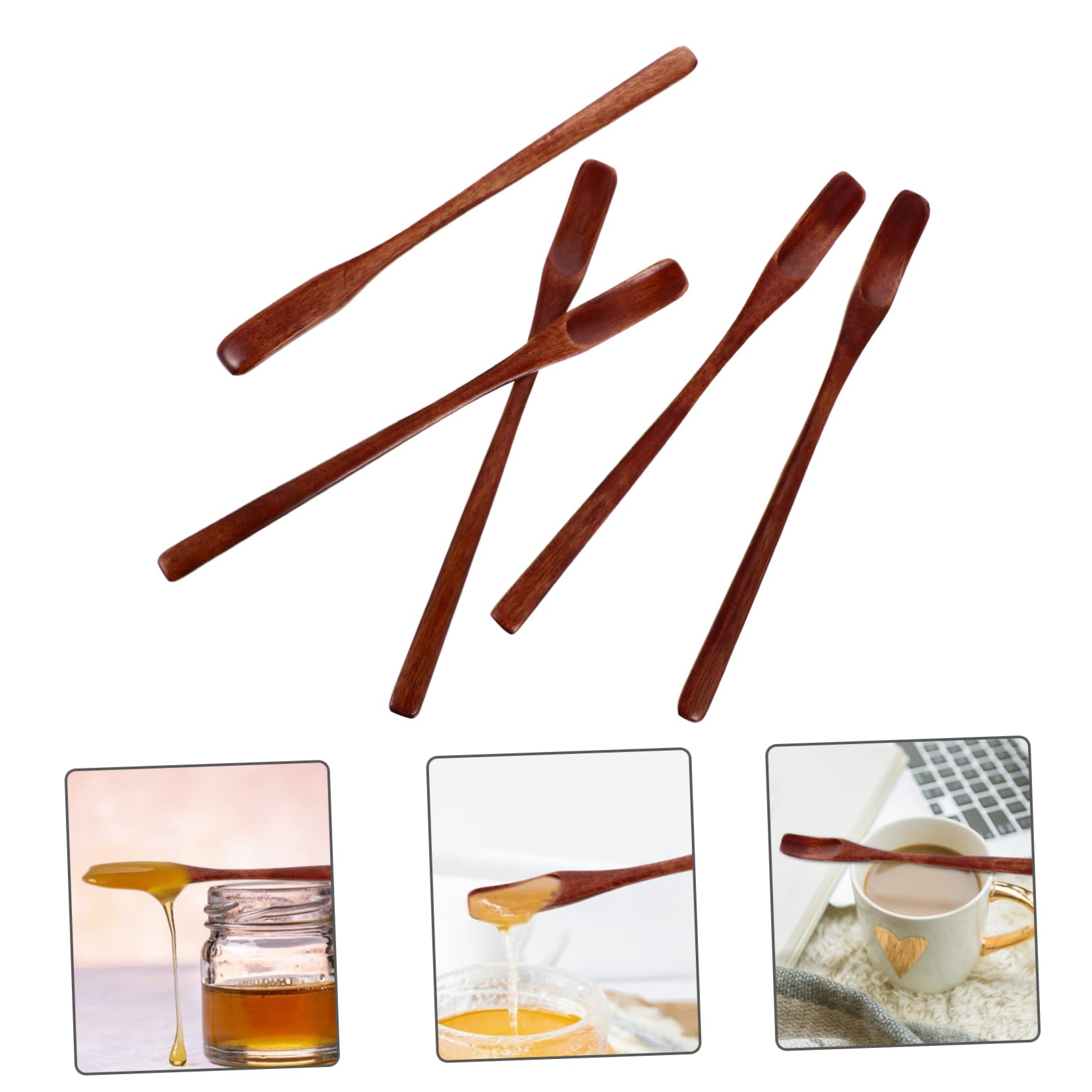 JECOMPRIS 5Pcs Honey Stirring Spoons Long Handle Design for Easy Honey Dispensing for Syrup Viscous Liquids for Friends