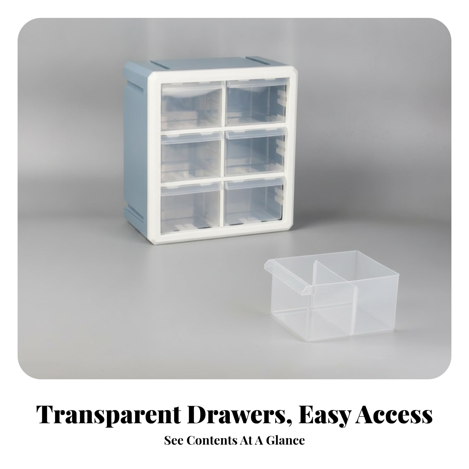 Organizzatore a Cassetti Cassetti Trasparenti Estraibili Mobili Contenitori Plastica Arredo Ufficio, Nero