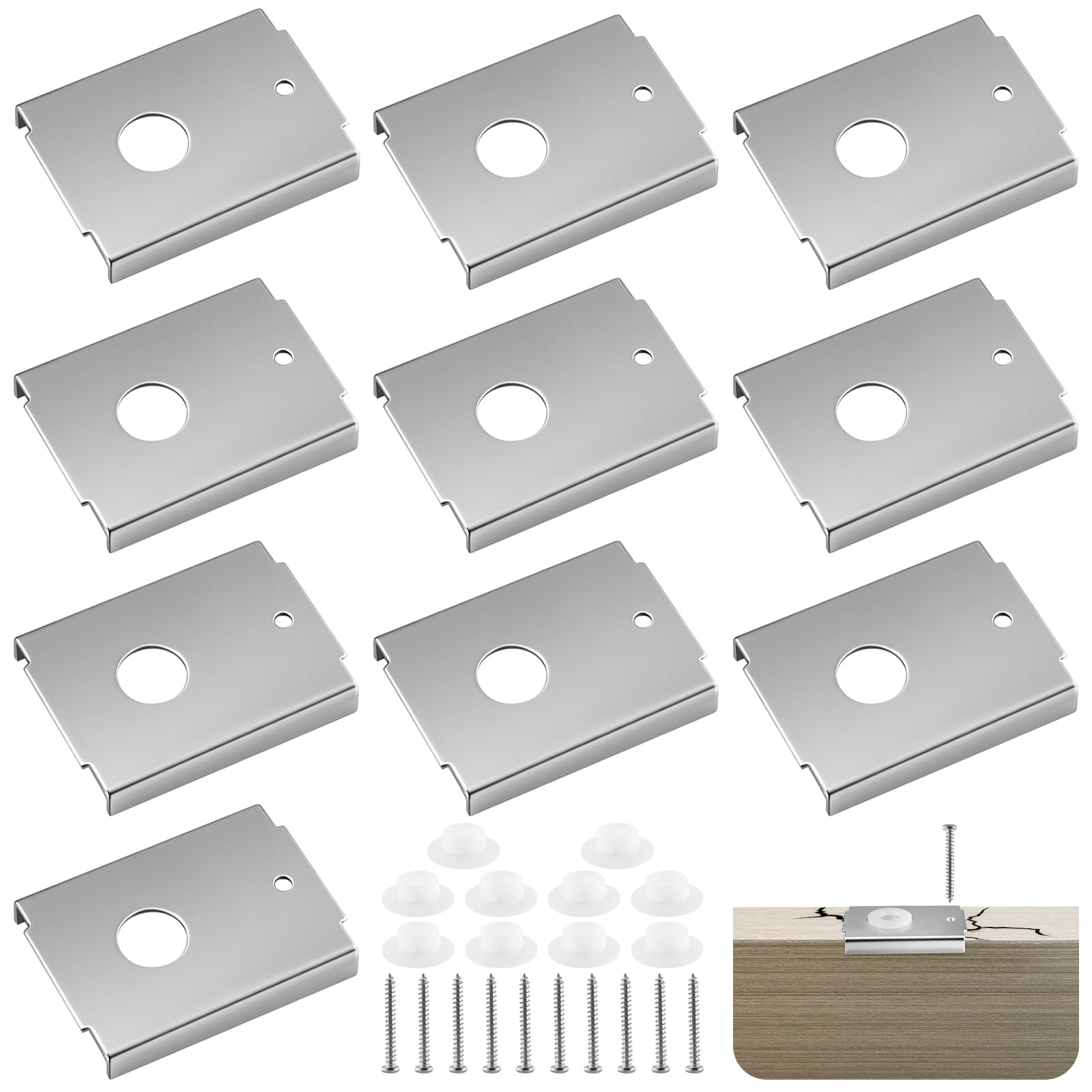 10 Pcs Bi-fold Door Repair Kit Stainless Steel Bracket Screws for 1-3 8 Wood Doors - Fixes Top