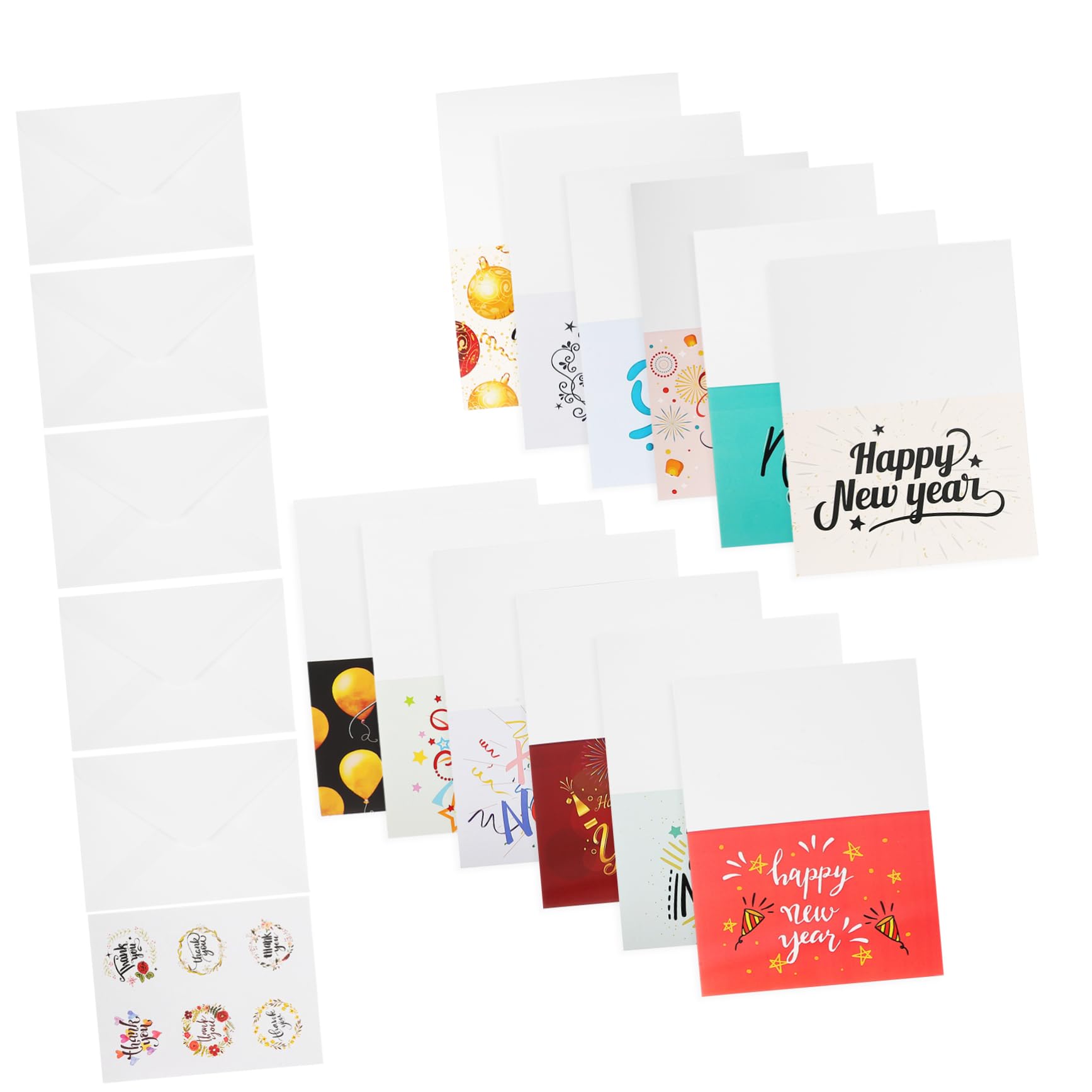 TEHAUX 4ensembles Cartes De Vœux Pour Nouvel An Avec Enveloppes Pour Souhaiter De Bonnes Fêtes Et Messages De Gratitude