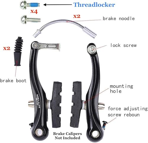 Cyclez Bicycle Brake Noodle Complete Cable Set With Boot & Screws Fits Most V-Brake Calipers, Premium Replacement Kit, Made In Taiwan #TOP1