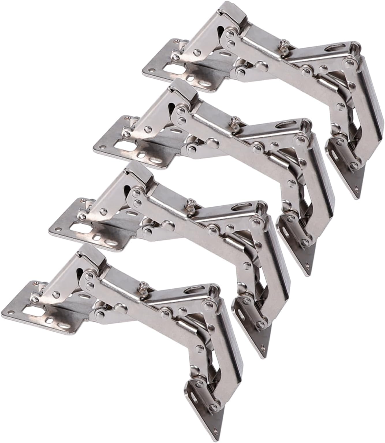 2pcs 170 Degree Soft Close Hinge,Hydraulic Frameless Cabinet Doors Hinges,Adjustable Mounting Hinges for Cabinet,Cupboards, Wardrobe, No Slot Required - Easy Installation (silver-4pcs)