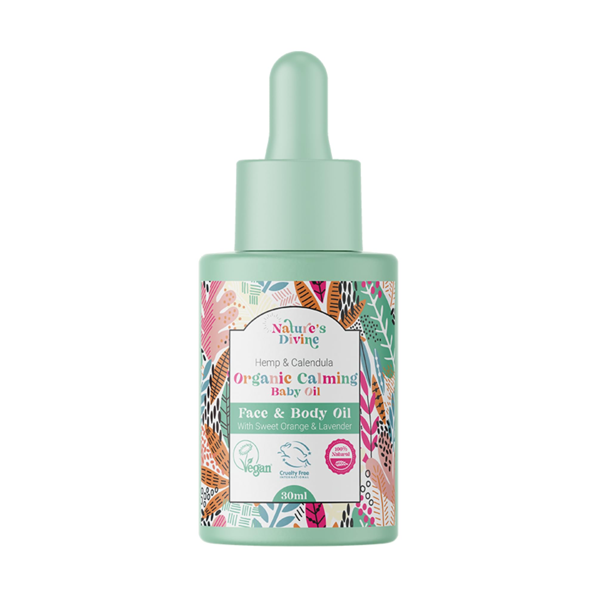 Nature's Divine Organic Baby Oil | 30ml Calming Baby Oil for Sensitive Skin | Nourishing Ingredients | Helps Comfort Dry Skin & Irritation | 100% Natural, Vegan & Cruelty Free | Small UK Business