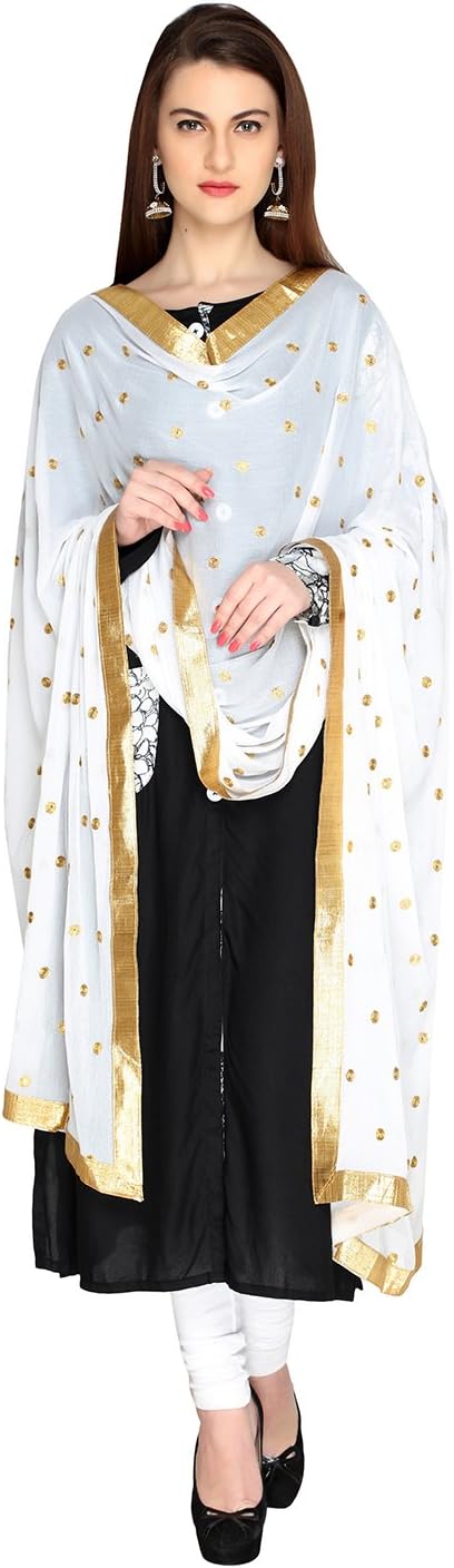 DUPATTA BAZAAR Woman's Embroidered Chiffon Dupatta Scarf Shawl Wrap Soft