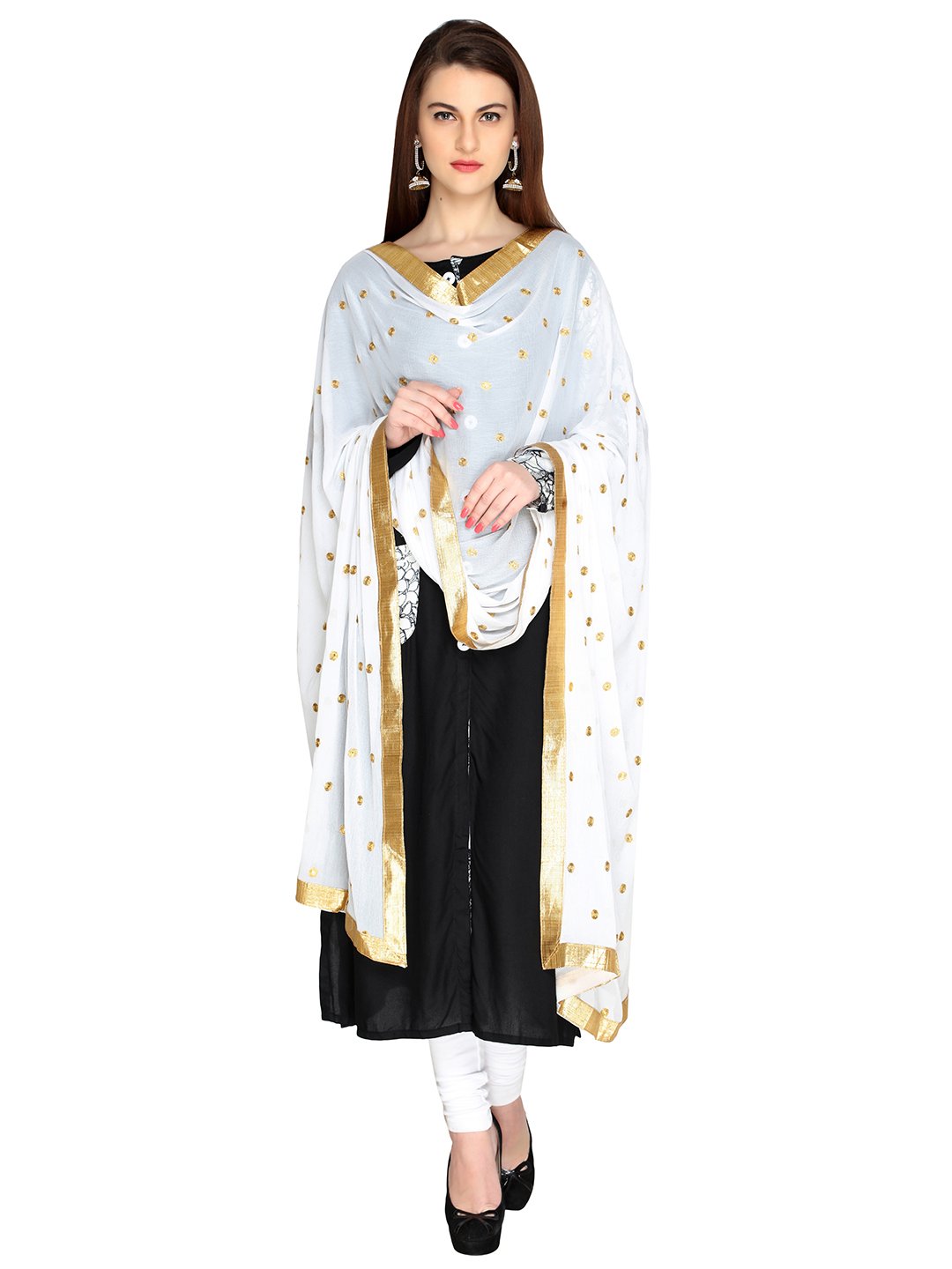 Women's Dupatta with Gold Embroidery