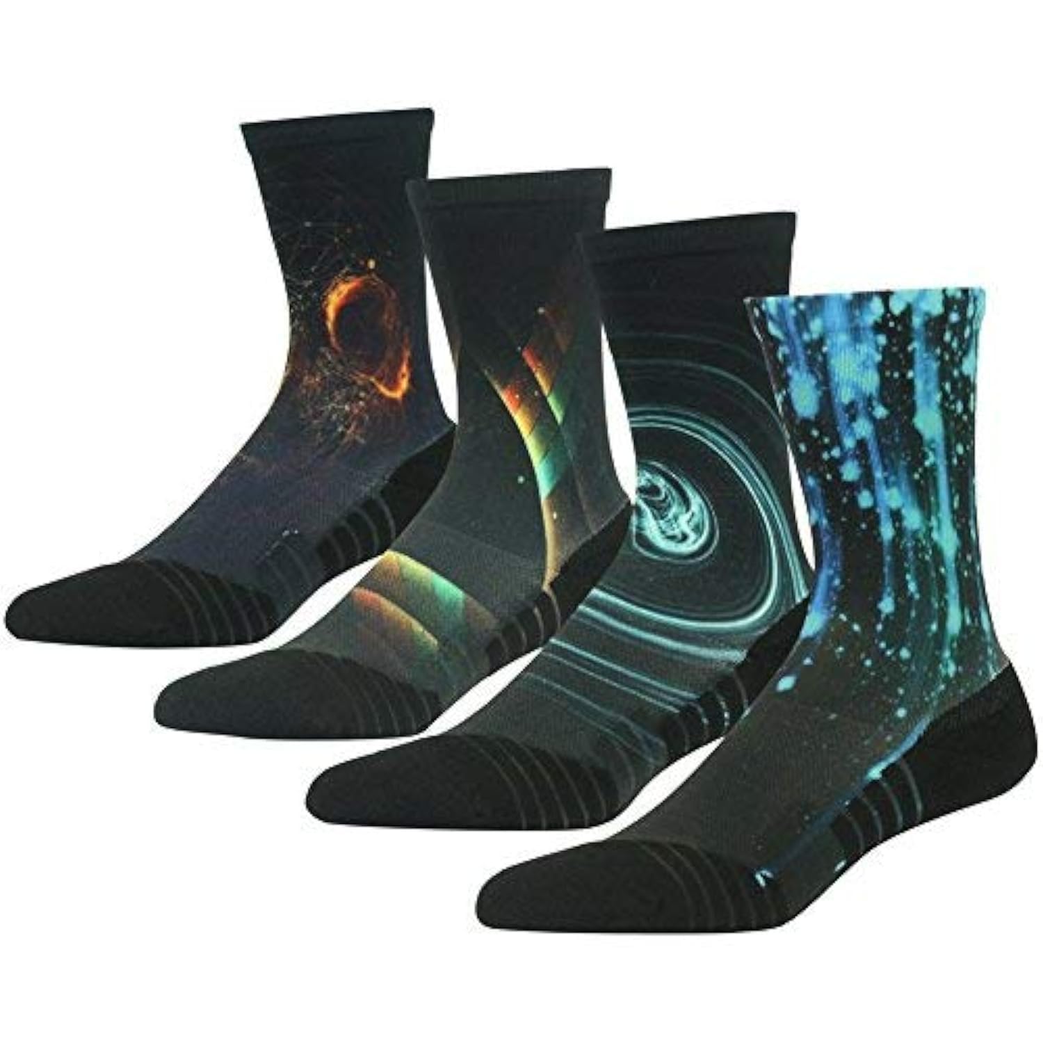 HUSO Hiking Socks Men Women Fashion Novelty Digital Printing Sports Crew Socks 3, 4 Pairs