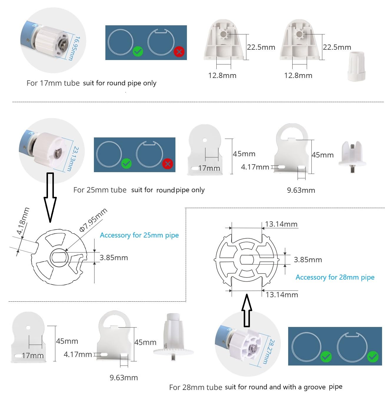 Motore per Tende a Rullo Smart WiFi Matter per Tubo da 17/25/28mm, Controllo APP Abilitato Matter Homekit, Comando Vocale Siri, Motore DC da Inserire (Motore+Telecomando a 9 Vie)