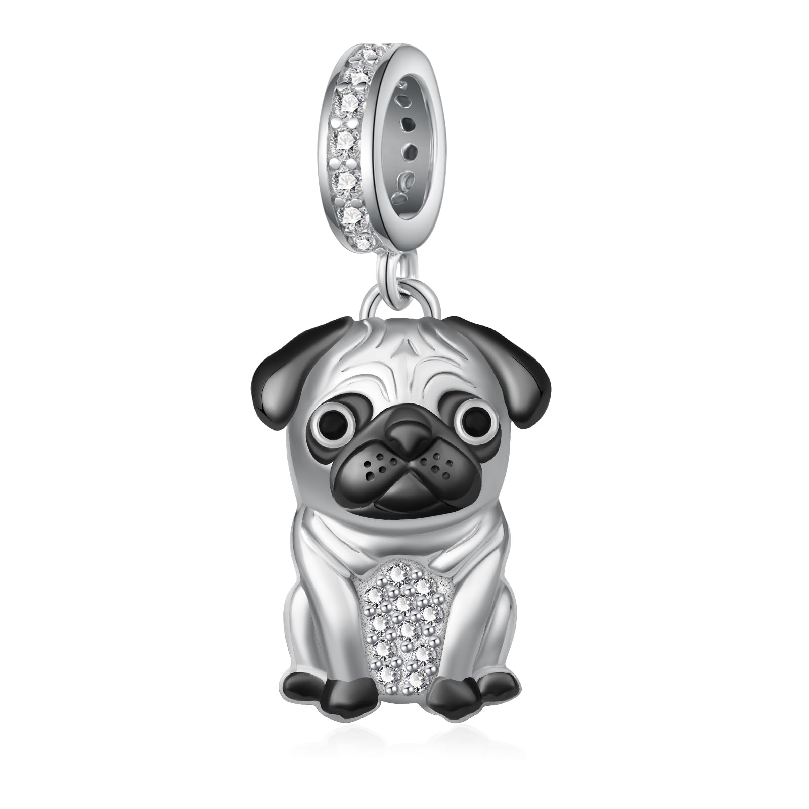 Pug Charm 925 Sterling Silver Dog charmes pour Bracelets bijoux Pug cadeaux pour les femmes amoureux des chiens