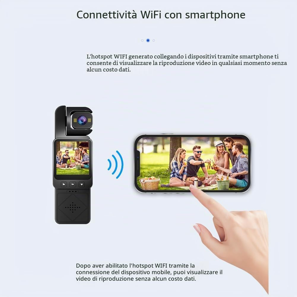 Videocamera portatile, videocamera portatile portatile, registratore multifunzione WiFi per visione notturna per sport, vlog da viaggio
