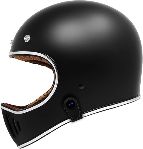 GDM REBEL - Casco de motocicleta retro con auriculares Bluetooth