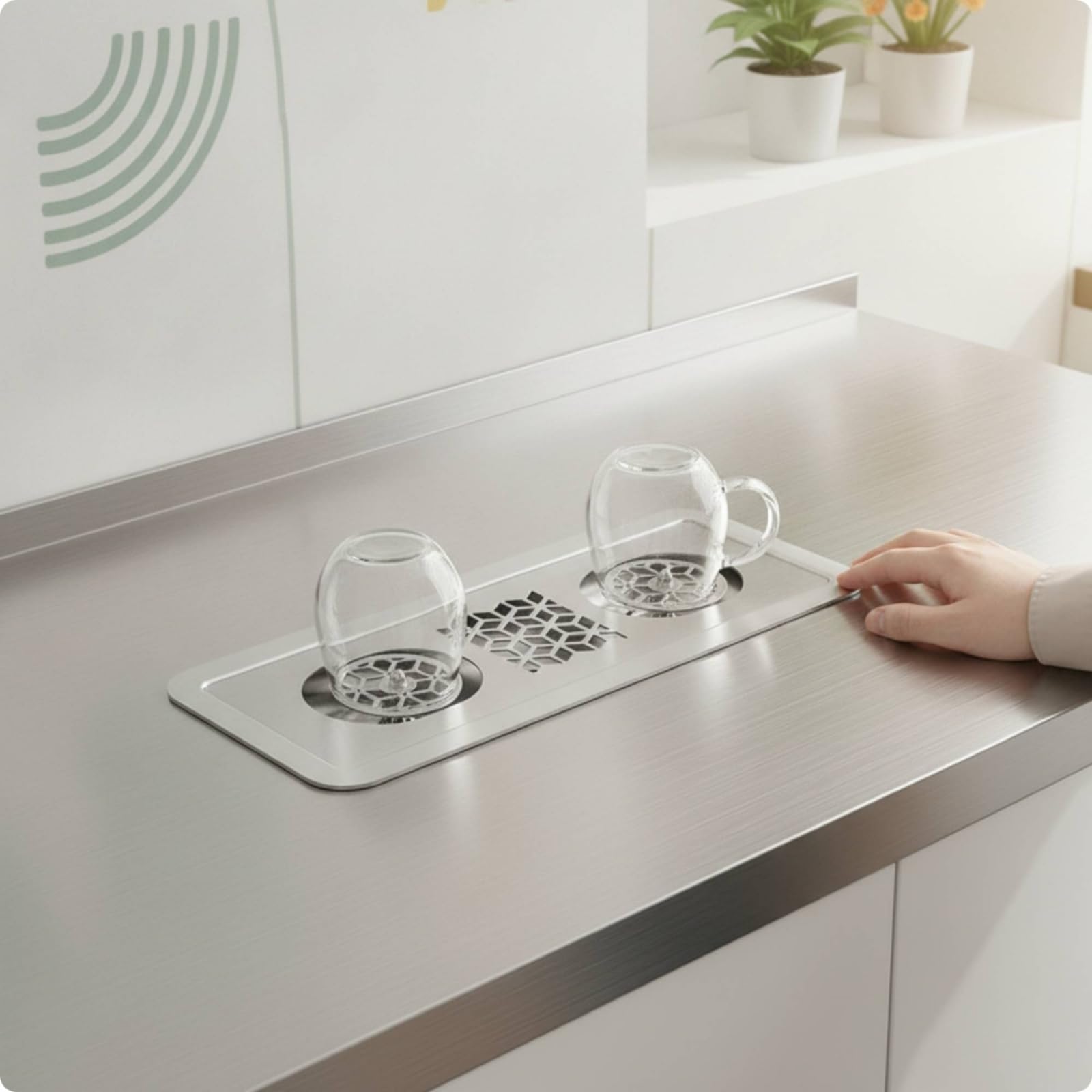 KESOTO Limpiador de Doble Cabezal Lavador de Vasos Enjuagador Integrado Estación de Lavado Enjuague de Tazas Acero Inoxidable 304 Resistente al Óxido y