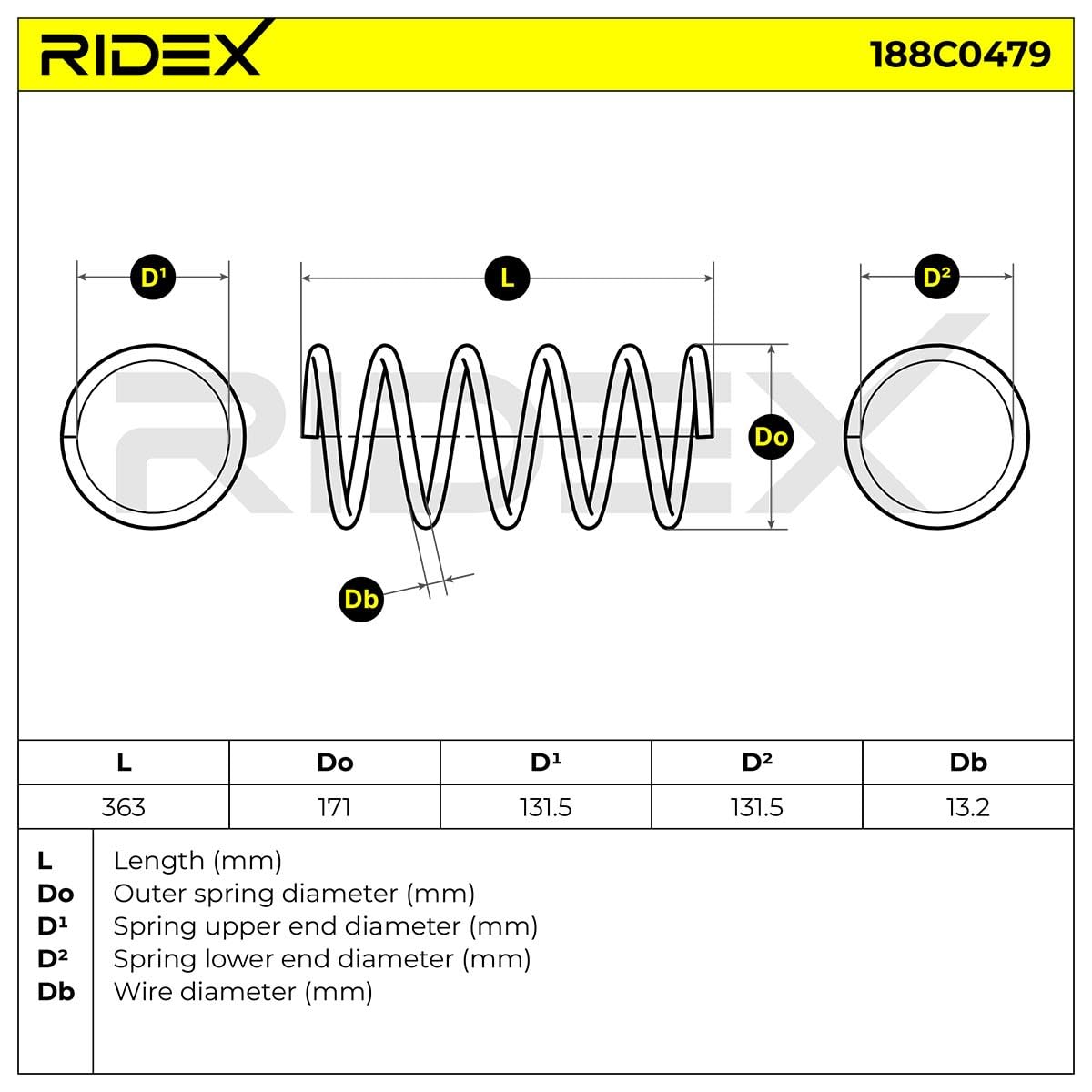 RIDEX 188C0479 2x Muelle de suspensión Eje delantero