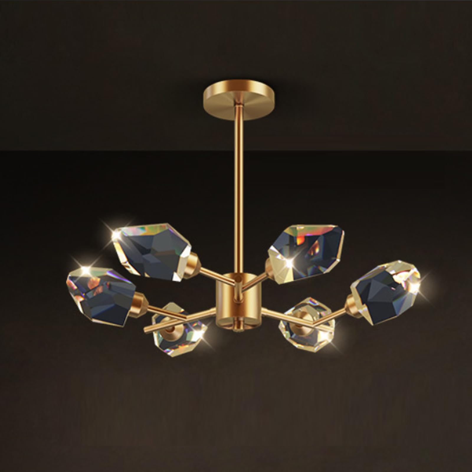 HYJAUSXB Vintage Pendant Lamp, Light Luxury Living Room Chandelier,Chandeliers Modern K9 Crystal Contemporary Ceiling Fixtures Dimmable for Dining Bedroom