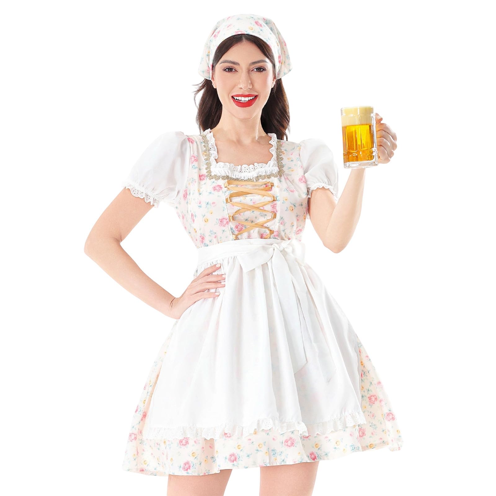 Dirndl Donna Lungo Abito da Cerimonia Donna Costume Bavarese Abito Tradizionale Abito Rurale Raffinato per Feste in Maschera e Eventi a Tema Birra Senza Restrizioni di Taglie Tracht Cameriera