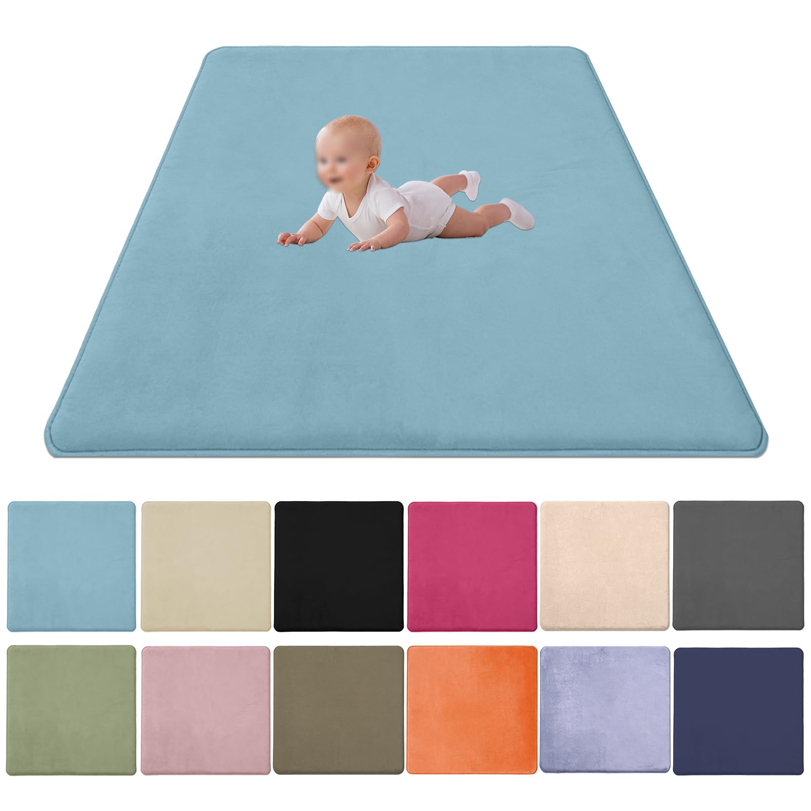 Zteiuqx Baby Play Mat, Coral Velvet Activity Rug for Tummy Time, Non-Slip Nursery Floor Mat for Infants, Kids 2CM Thick Memory Foam Crawling Mat 40x120cm/15.75x47.24inch — image 1