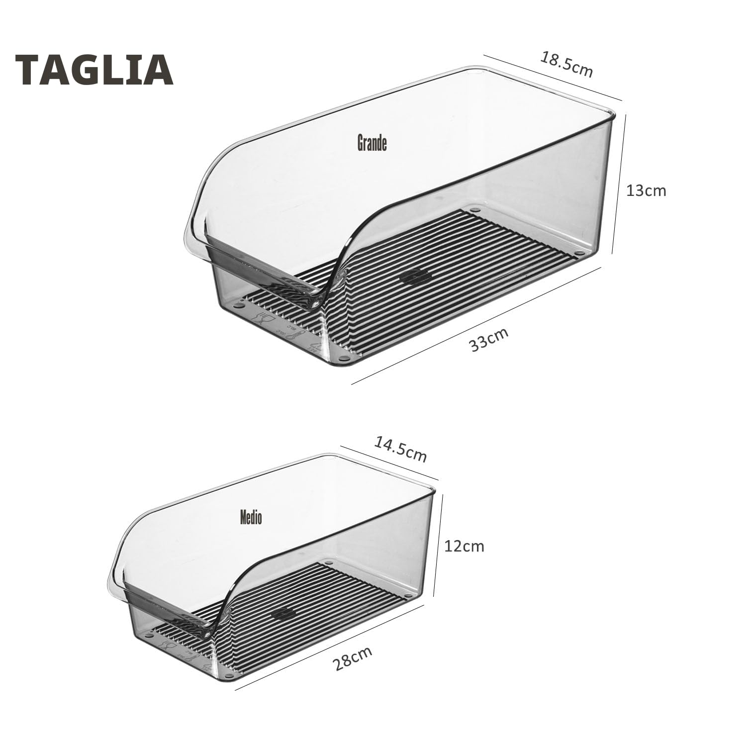 2 Pezzi Organizer per frigorifero - Contenitore per frutta e verdura per alimenti, organizer trasparente senza BPA per cucina, frigorifero e altri organizzatori(Medio)