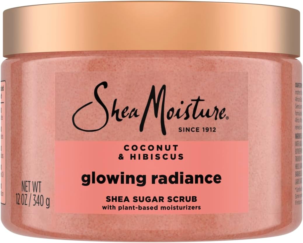 SheaMoisture Shea Sugar Body Scrub For Glowing Radiance Coconut Hibiscus Glowing Radiance Body Scrub With 24h Shea Moisture Nutrients 12 oz