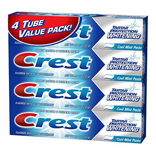 Crest Tartar Protection Whitening Cool Mint Paste Anticavity Toothpaste 8.2 Ounce Tube (Pack of 4)