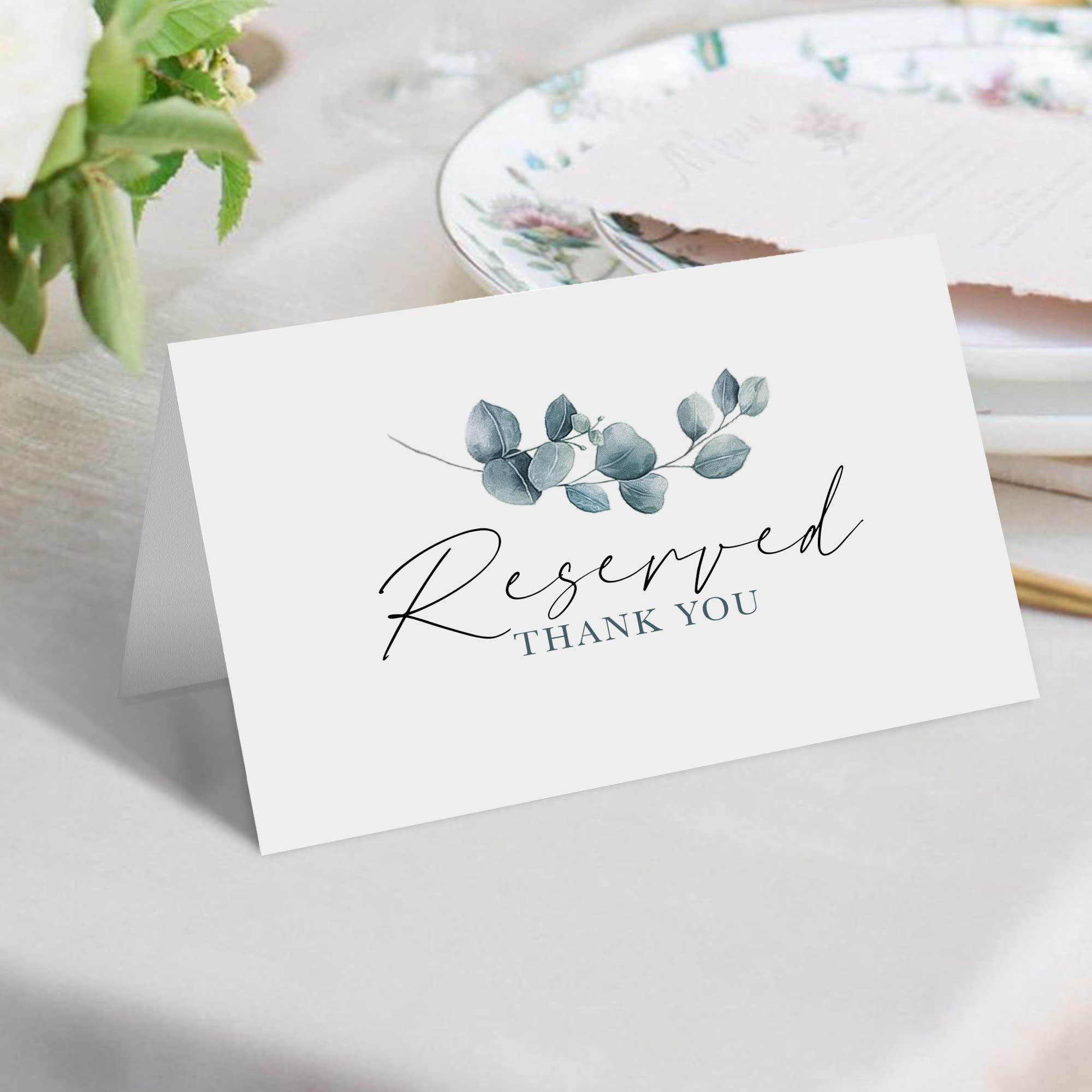 CLEVER SIGNS Reservierte Tischschilder, 25 Stück, Reservierte Schilder für Hochzeiten, Empfänge, Weihnachten, Veranstaltungen, 10.2x15.2 cm Reservierungskarten für Tische, grüne Aquarellschilder
