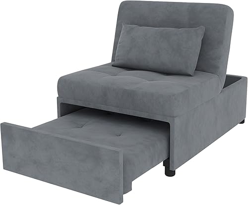 Miniatura 9 de PHOYAL Silla de terraza, sofá cama, silla convertible 4 en 1, otomana plegable multifuncional, moderna, de lino transpirable, cama de invitados con