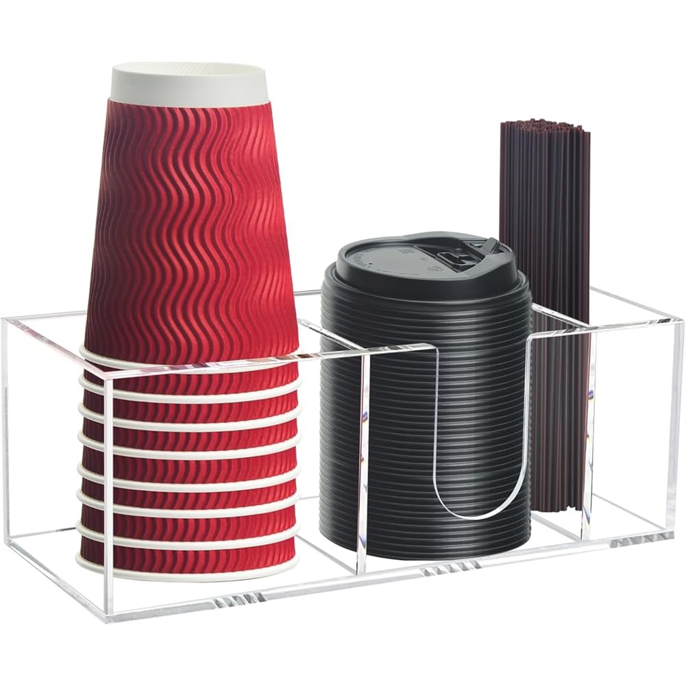 UDSKNV[KSL Coffee Cup Holder for Countertop Clear Acrylic Coffee Bar Accessories and Organizer, Coffee Station Organizer