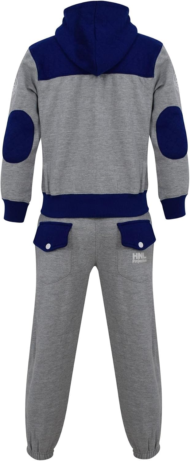 A2Z 4 Kids Boys Tracksuit Jogging Suit Jacket Top Bottoms - T.S HNY 96 Grey & Blue 5-6