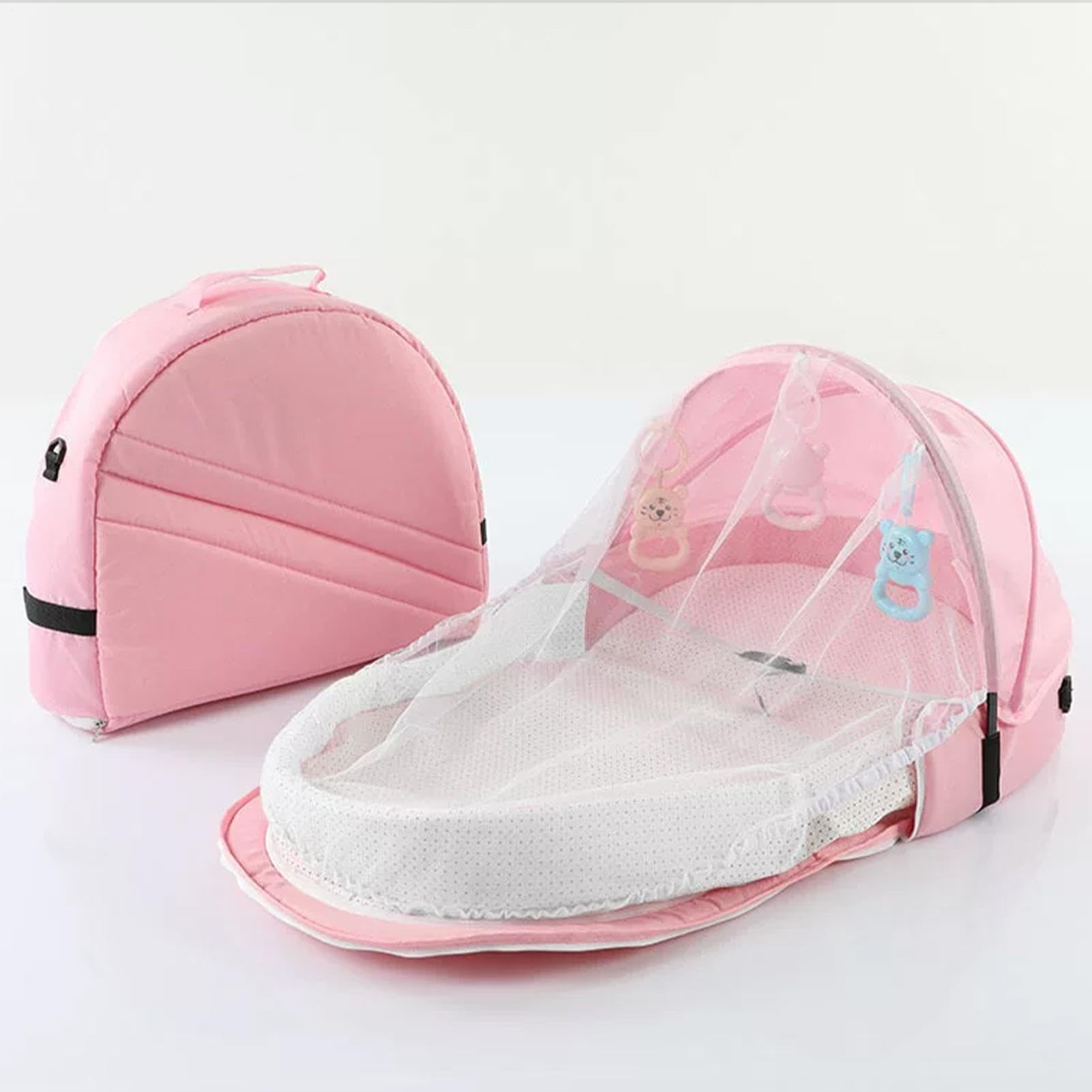 Loungesr pieghevole di sonno della culla di viaggio con la rete e la tenda 'interno | Lettino per bambini da 0 a 18 sonth, ideale per gite in casa o in casa