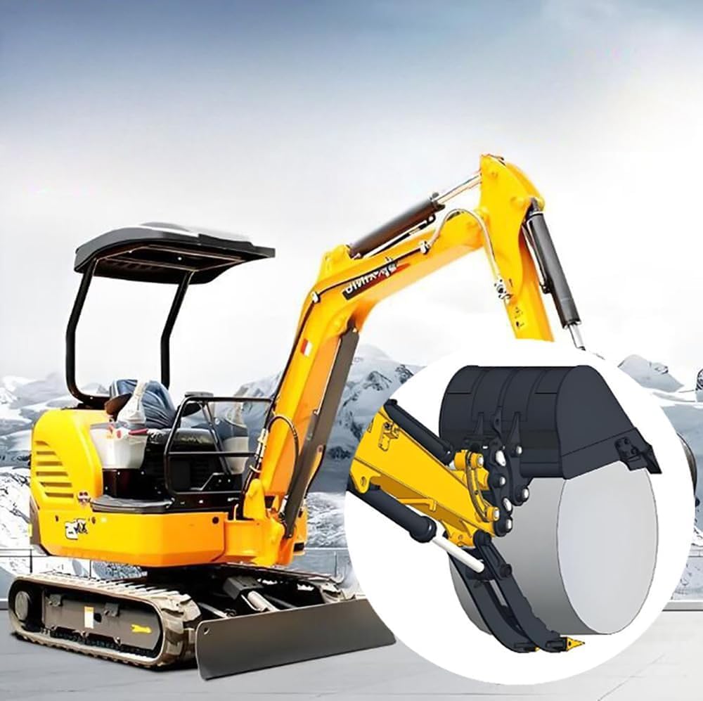 Hydraulic thumb clip grasping a large pipe