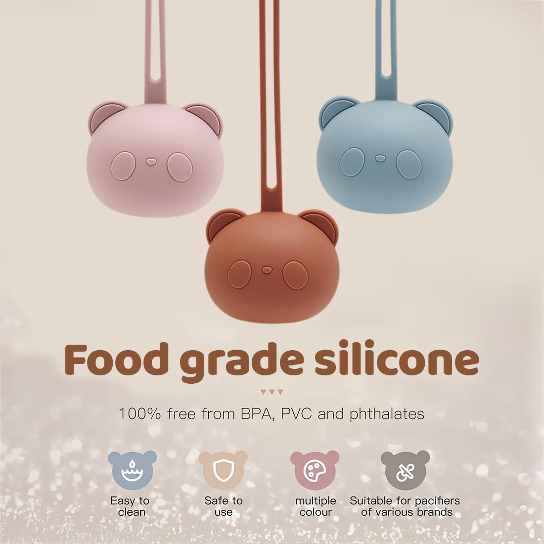 Étui Porte-Sucette en Silicone sans BPA, Boite Tétine Bébé pour Voyage, 3 Pièces