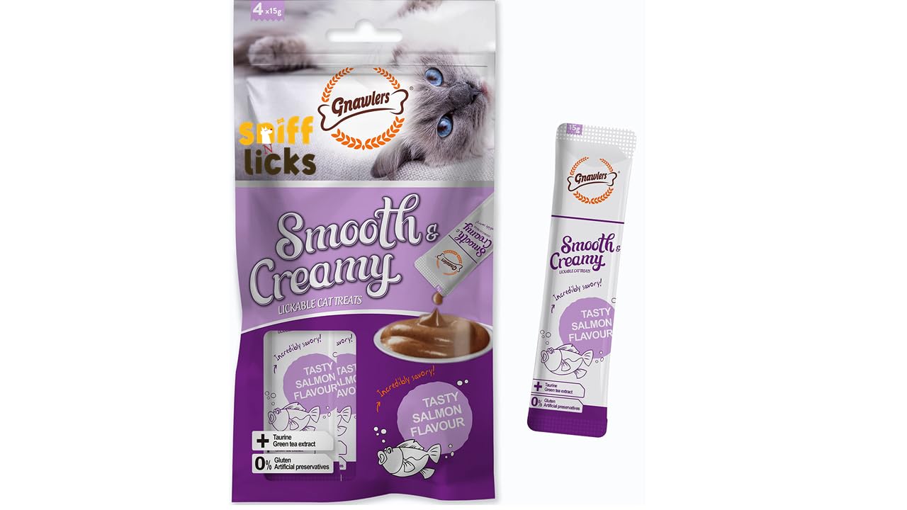 Gnawlers Lickable Wet Creamy Cat Treats with Tasty Salmon Flavour for Adult & Senior Cats, Healthy Cat Treat (Pack of 3). Exclusively Sold by Sniff N Licks (B0CSSHPWXF) Amazon Price History, Amazon Price Tracker