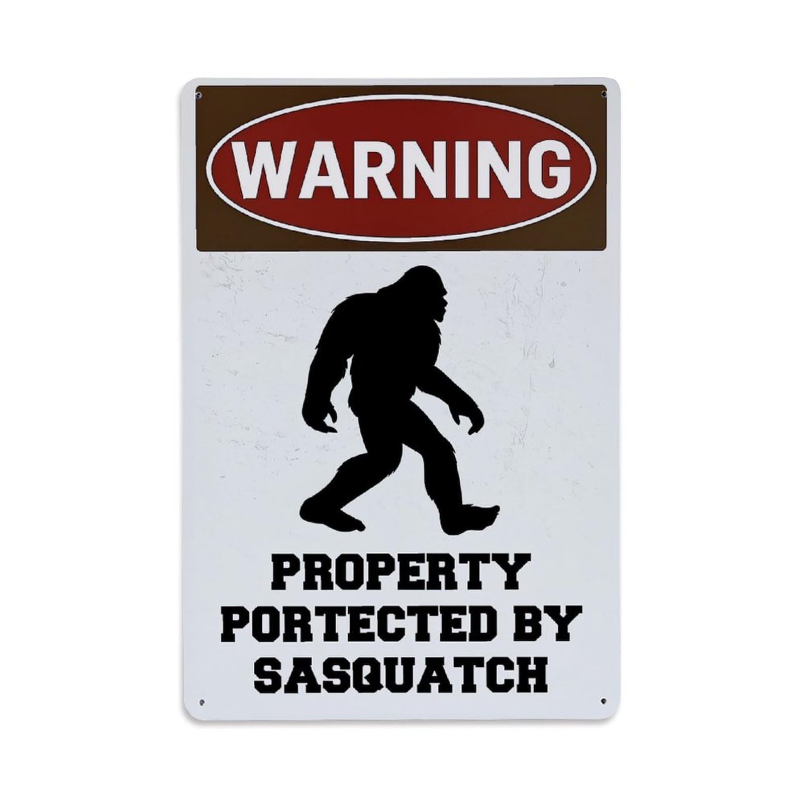 Warning Sasquatch Silhouette Sign Pattern Retro Metal Tin Sign, Vintage Decor Art Poster for Bar, Home, Man Cave, Kitchen, Laundry Room Gift 8x12Inch