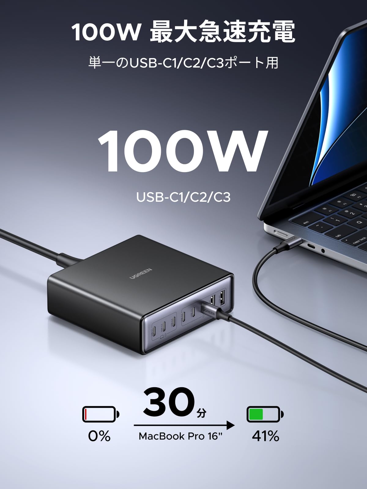 Amazon | UGREEN 200W 充電器 8ポート Type-C 卓上 急速 単