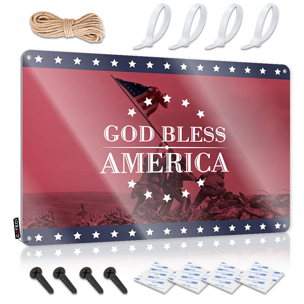 Tin Metal Decor God Bless America Tin Sign Funny Plaques For Men Decor Signs(30X40CM)