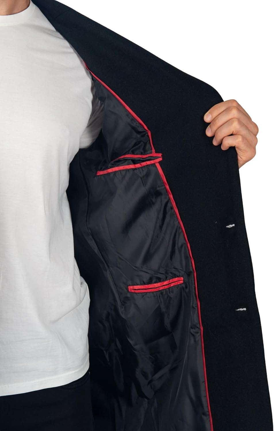 Inside View of the Alpine Swiss Luke Tailored Car Coat's Interior