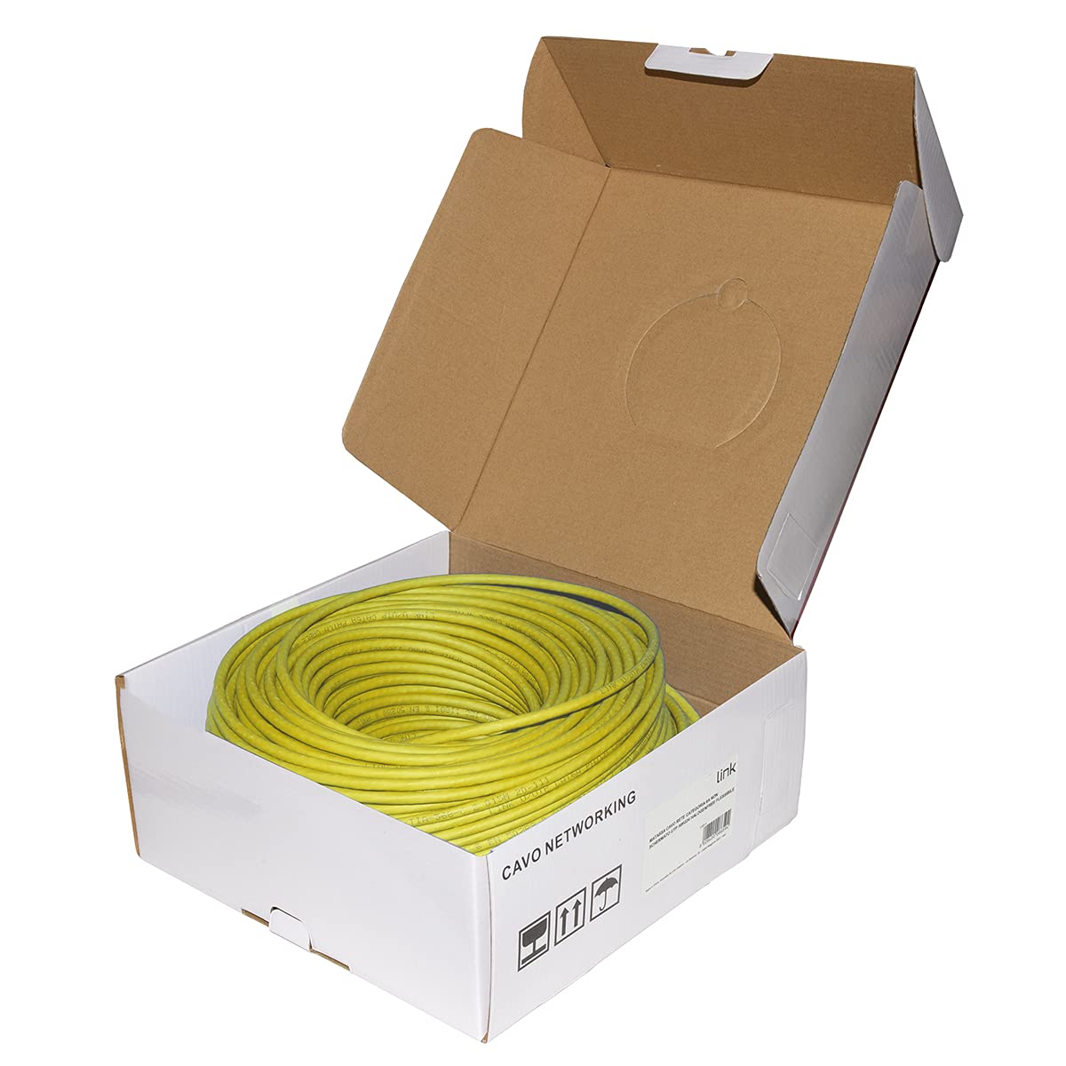 LINK LK6A100Y Câble réseau Cat. 6A non blindé UTP AWG24 Halogène flexible couleur jaune 100 m