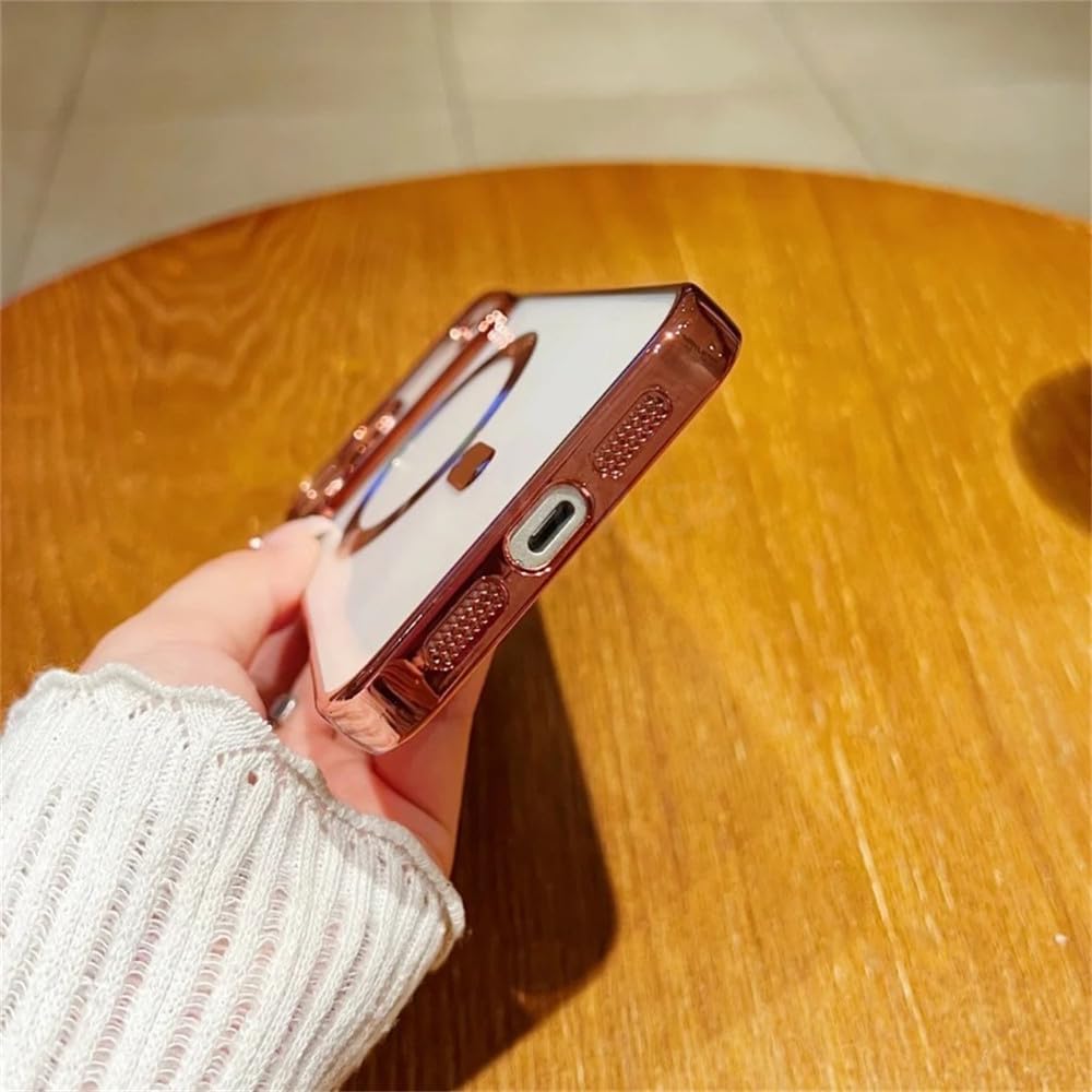 Etui ochronne z magnetycznym ładowaniem bezprzewodowym Plating Clear do iPhone'a 17 Air 16 15 14 Plus 11 12 13 Pro Max, ciemnofioletowe, do iPhone'a 11 Pro
