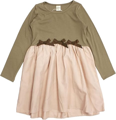Amazon Bee ビー 長袖ワンピース ガールズ 女の子 キッズ リボン チュール 長袖 ワンピース 切り替え シンプル セミフォーマル 発表会 通学 通園 春 秋 冬 ワンピース チュニック 通販