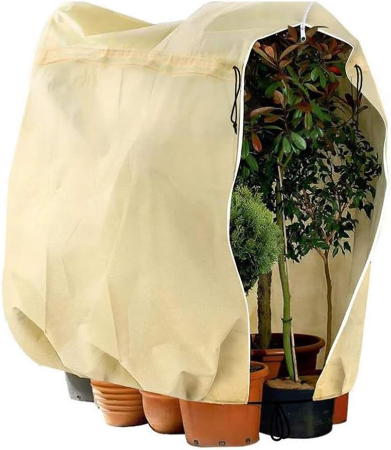 HANABASS Non-Woven Plant Cover Drawstring Frost for Outdoor Vegetables and Trees Protects Against and Animals