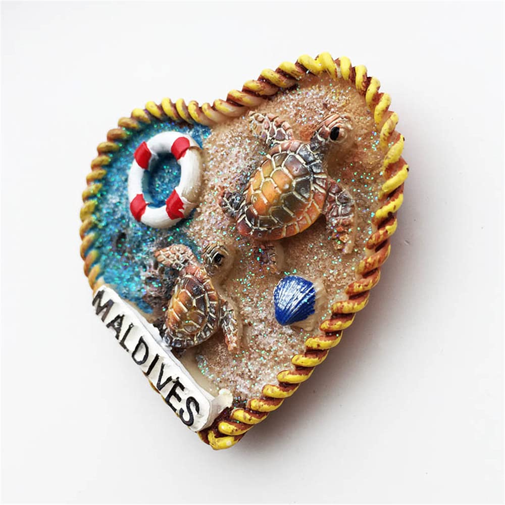 Magnete Da Frigo 3D A Forma Di Cuore – Souvenir Delle Maldive, Fatto A Mano In Resina, 7x6,5 Cm, Regalo Da Viaggio