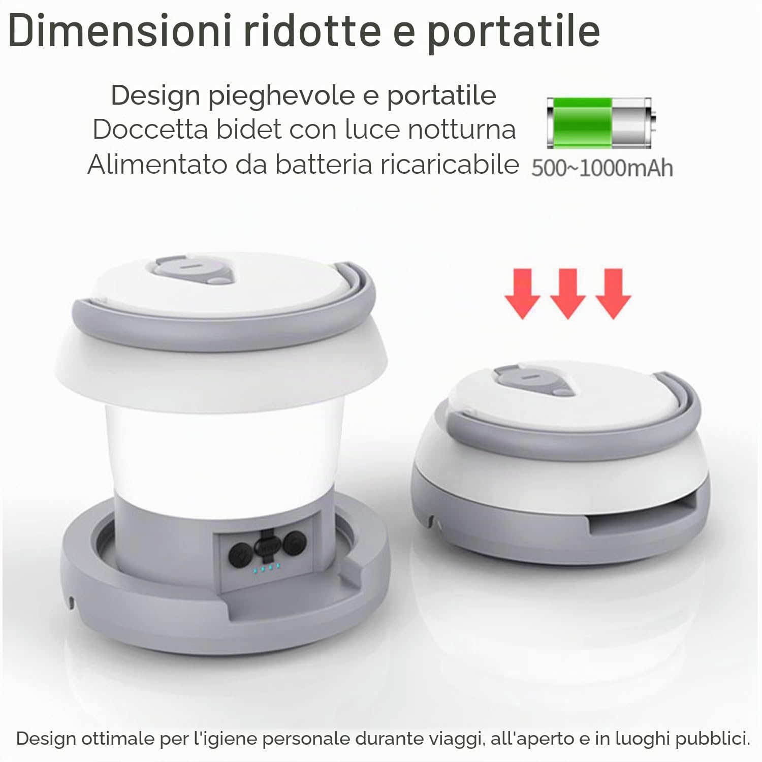 Zooma Bidet portatile, bidet elettrico, 1 l, da viaggio, bidet, doccetta per WC, attività all'aperto, campeggio, bottiglia spray a mano, perineale, per donne, uomini, bambini