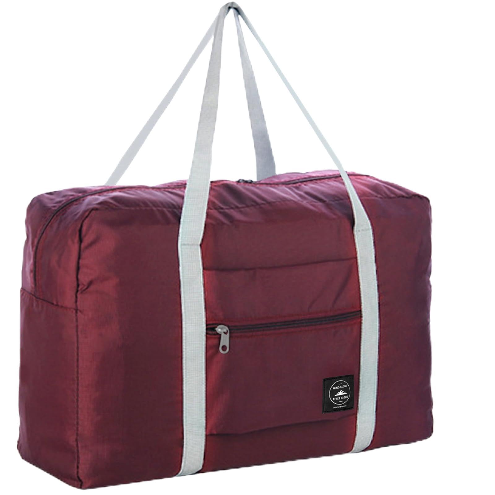 Foldable Travel Duffel Bag Tote Carry on Luggage Bag Spirit Airlines Personal item Sports Gym Bag Water Resistant Weekender Overnight Bags for Women and Men (Red)