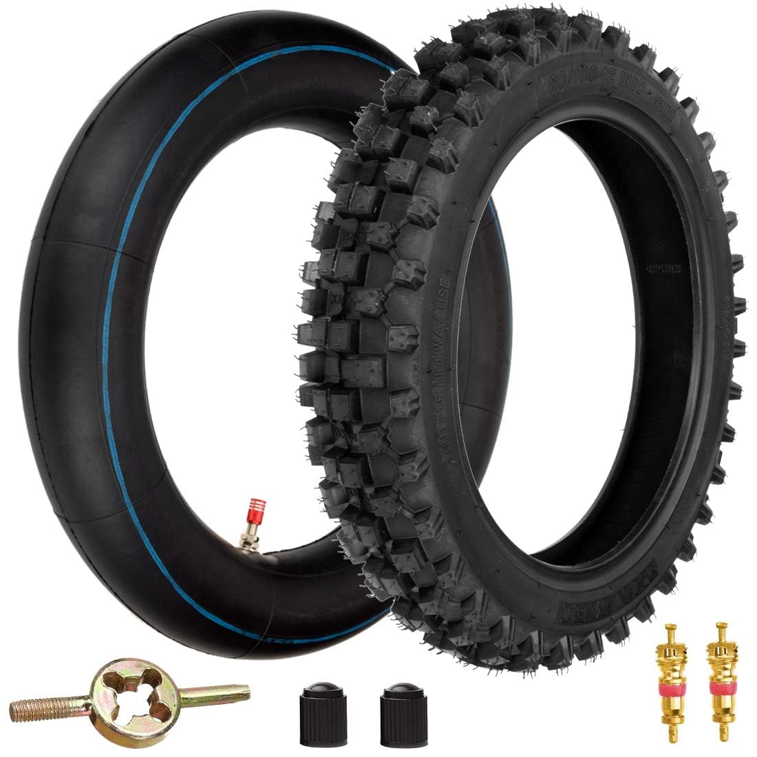 FVRITO 80/100-12 3.00-12 Back Rear Tire And Inner Tube for 90cc