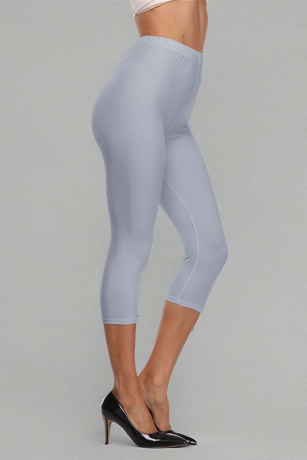 Kotii Women's Soft Capri Leggings 3/4 Cropped Leggings High Waisted Capris Tights - Image 4